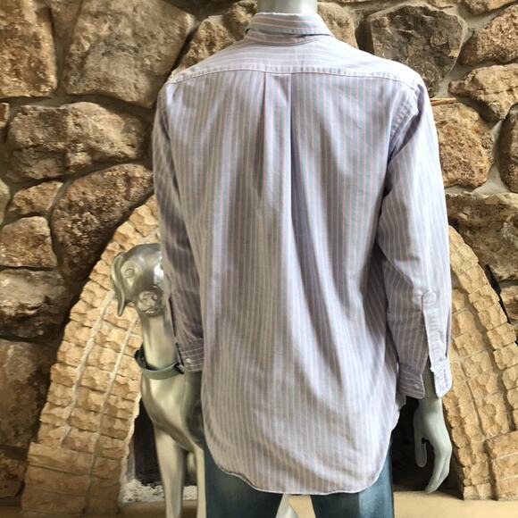 L.L. Bean Striped Cotton Blend Pink Blue Button Down Shirt Men's Size 17-33 - Picture 4 of 6